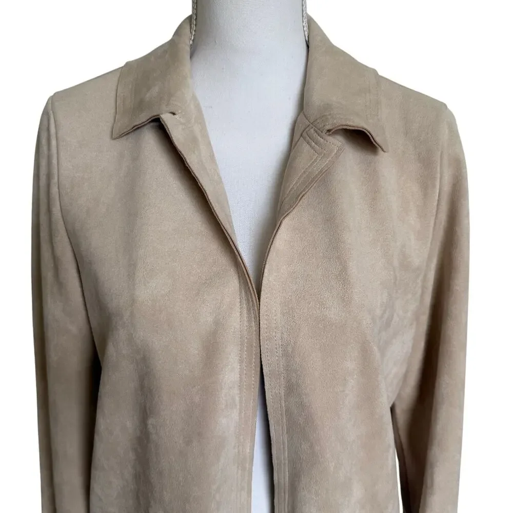 Philosophy Republic Duster Jacket Size Missing Faux Suede Leather Beige Long